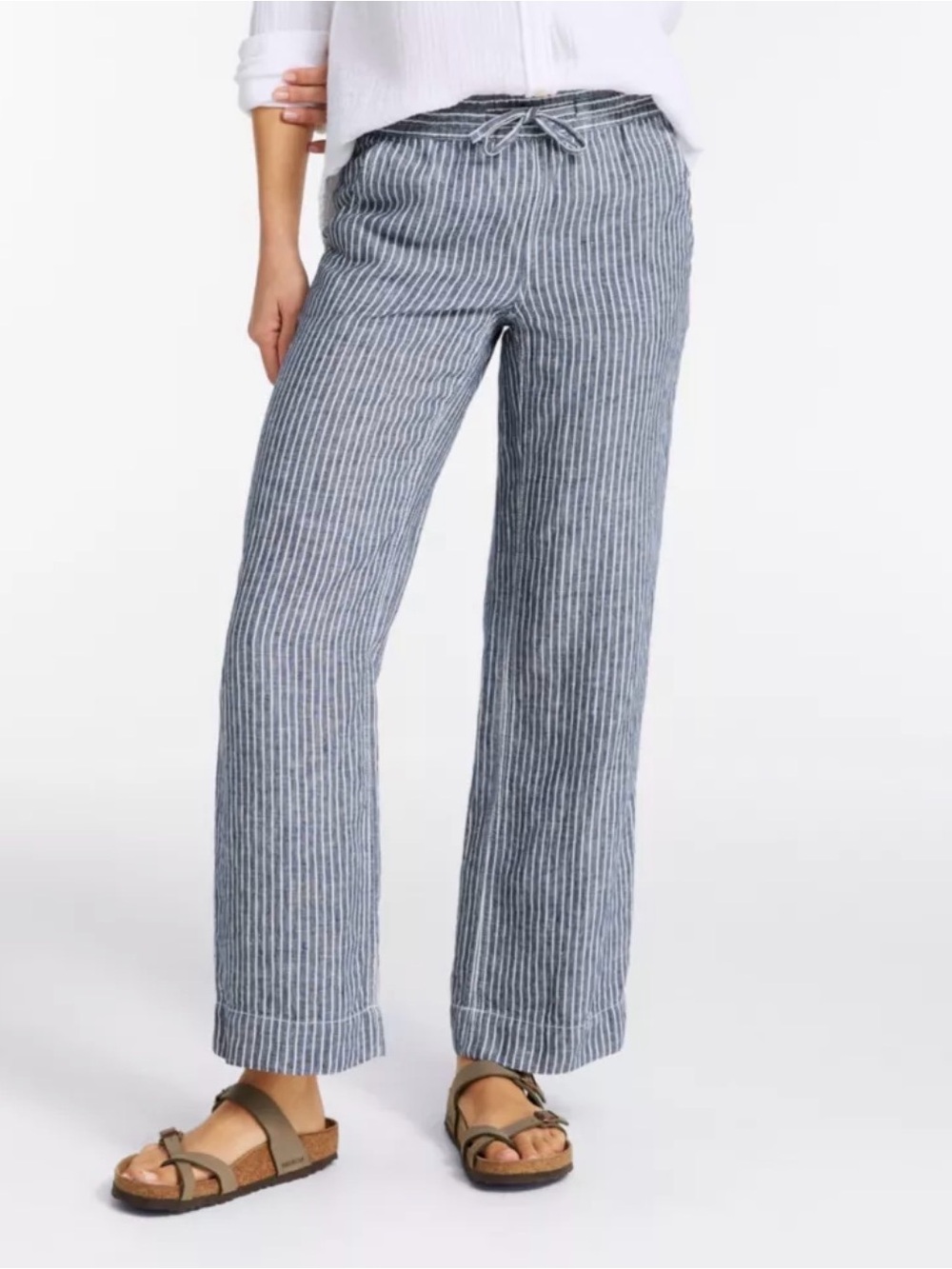 LL Bean 100% Linen striped pants